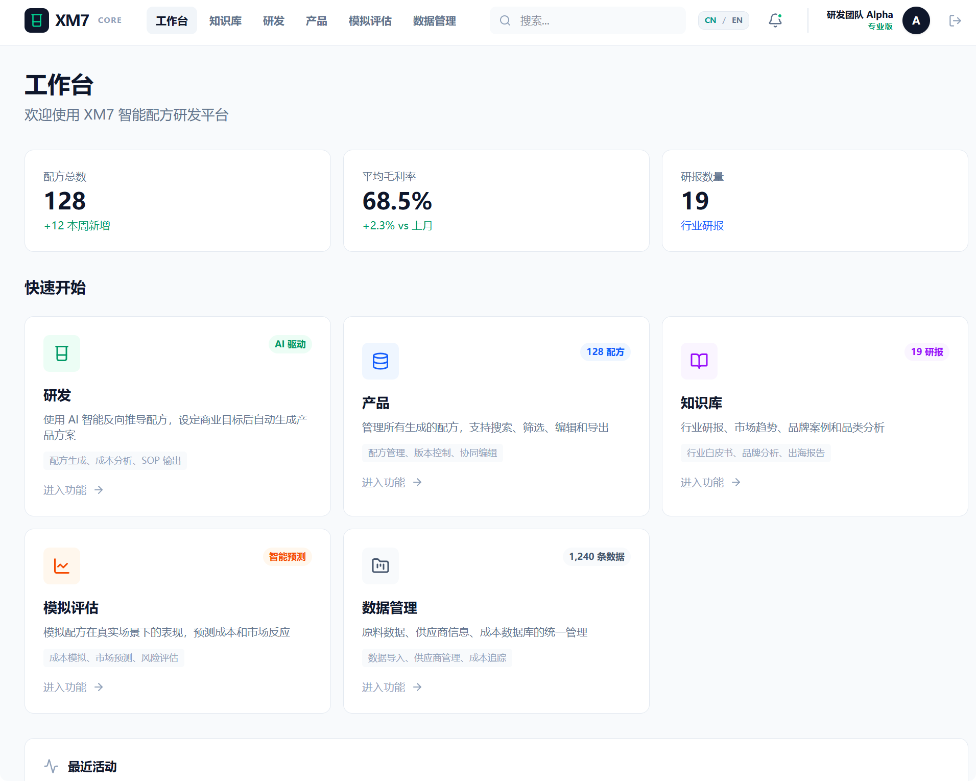 配方研发工作台